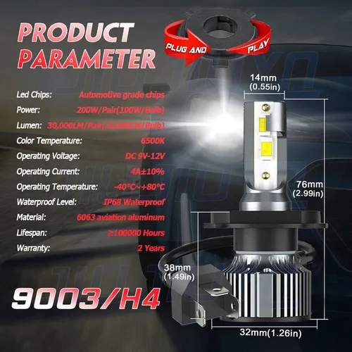 St Kit Faros Luz Led H4 30000lm Para Ford Haz Alta/baja