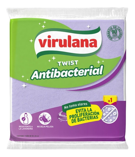 Paño Multiuso Twist Antibacterial Sin Pelusa Virulana X1