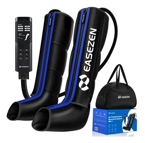 Bota De Compressao Pneumatica Massageador Pes Easezen 6 modos Preto/azul