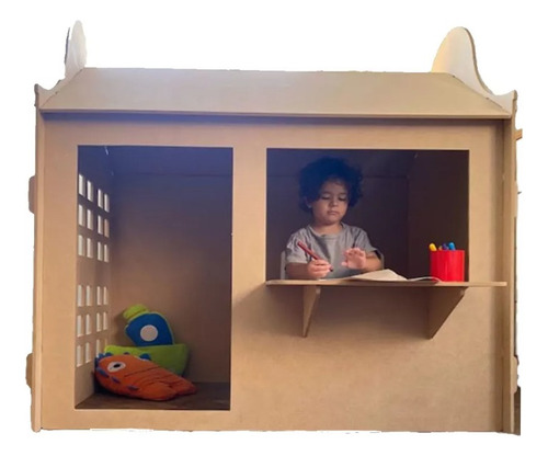 Casita Infantil De Madera Para Niños 120x90 Cm Nude Cuadrados