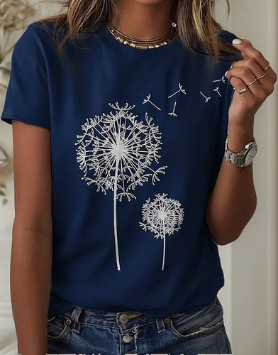 Playera Holgada Con Estampado De Jersey Con Cuello Redondo Y