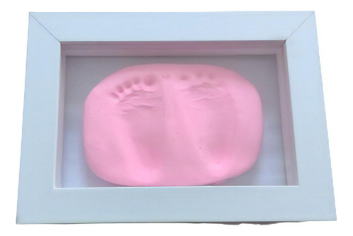 Porta Retrato Massa Para Modelar Pegada Eternizar O Pé Bebê Cor Rosa-claro Liso