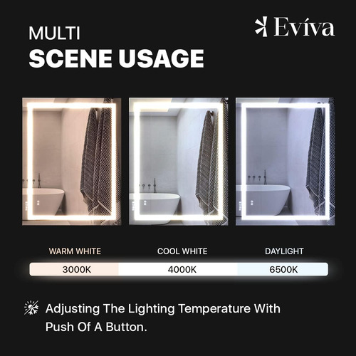 Eviva Espejo De Baño Led Con Luces, Espejos De Baño