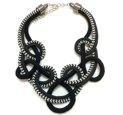 Colar De Corda Loop Preto Listrado