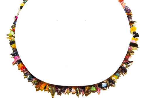 Collar Piedra Natural Turmalina Multicolor   Chip