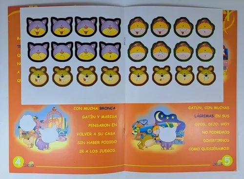 Lote X 4 Libros Infantiles Con Caritas Autoadhesivas