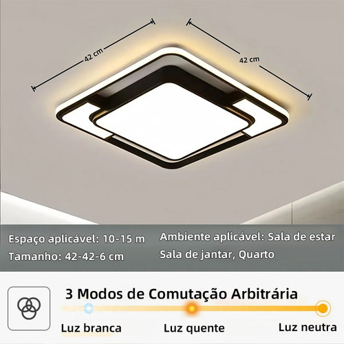 Luminária De Led Sobrepor Quadrada 72w Moderna 3 Em 1 Bivolt