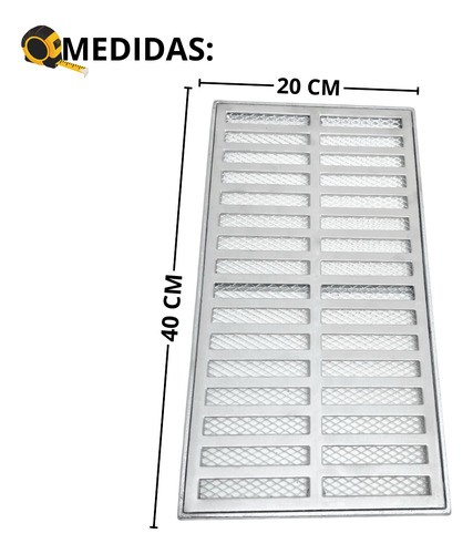 Grelha Linear 20x120cm Alumínio Com Tela E Módulos 40 Cm