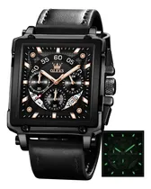 Comprar Olevs Relojes Cuadrados Para Hombres Cuero Negro Xblk7