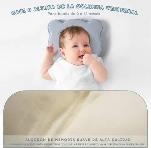 Almohada bebés 100% algodón Almohada para bebé Plagiocefalia cojin