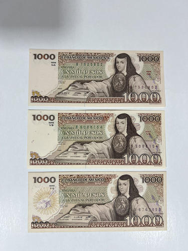 Set 3 Billetes De 1000 Pesos, 3 Diferentes Emisiones. Unc (Usado)