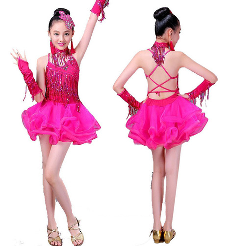 Vestido De Baile Latino Para Niña, Para Cosplay, Lentejuelas