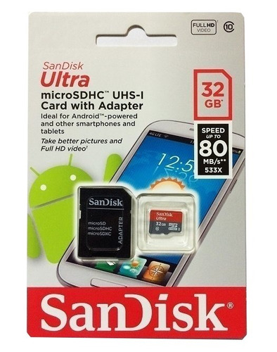 Memoria Micro Sd 32gb Sandisk Ultra Clase 10 Android Cel 