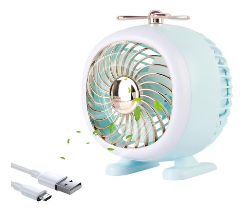 Mini Rechargeable 3-stage Desktop Fan With Led Light Portabl