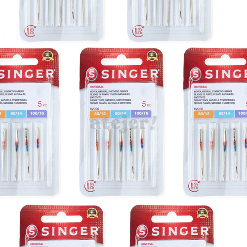 Imagen 2 de 4 de Agujas Singer 2020 Maq Familiar Punta Comun Surtido X 5