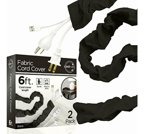 Cordinate Fabric Cord Cover, Paquete De 2, 6 Pies,