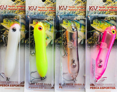 4 Iscas Artificiais Pesca Kv Small Jr. 8 Cores Disponíveis