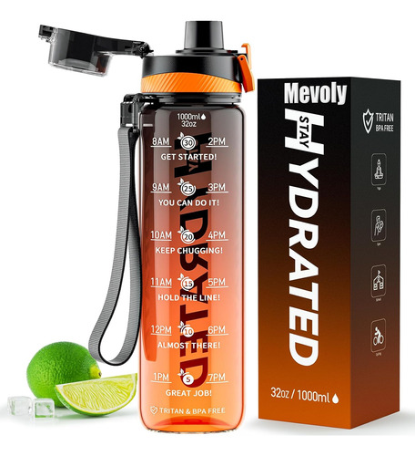 Botella De Agua De 32 Onzas, Naranja Fw-b02-1000 Mevoly