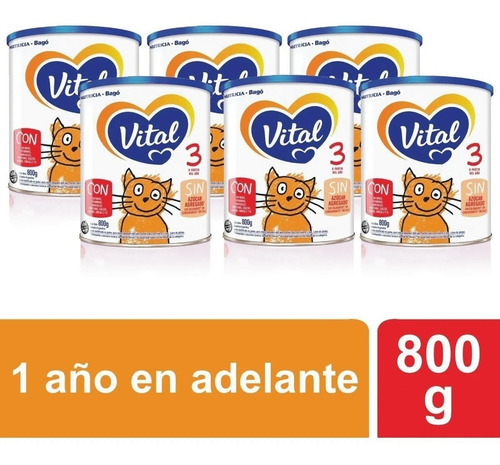 Imagen 2 de 2 de Leche En Polvo Vital 3 Bifibras X 800 4 Latas Nutricia Bago