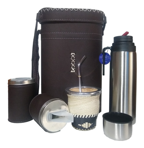 Set Matero Kit Completo Eco Cuero Mate Calabaza Cuero Tiento