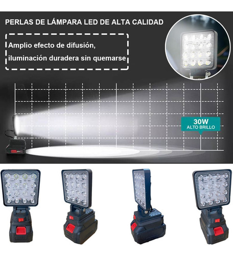 Auxtoo Linterna Lamparas Led Recargable Luz Trabajo Y Camping 4 Inch Negro Lampara Recargable Batería Para Construcción,Seguridad,Exteriores