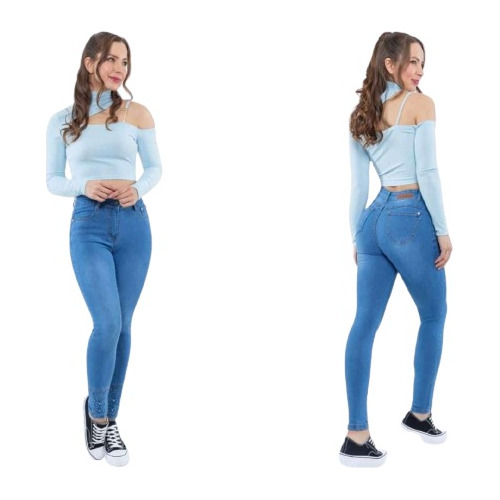 Jeans Pantalón Mujer Pitillo Elástico Tiro Alto 100% Calidad