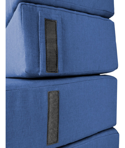 Imagen 9 de 10 de Sofá Cama Individual Plegable, Colchoneta Con Soporte Firmé Color Azul marino