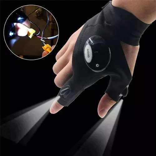 Guante Con Luz Led Linterna Camping Pesca Trabajo Pilas X2 ©