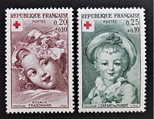 Francia, Serie Yv 1366-1367 Cruz Roja 1962 Mint L18006