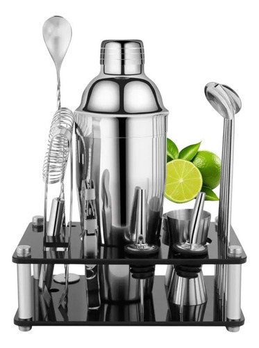 Set Bartender Coctelera Tragos Bar Bebidas Acero Inoxidable