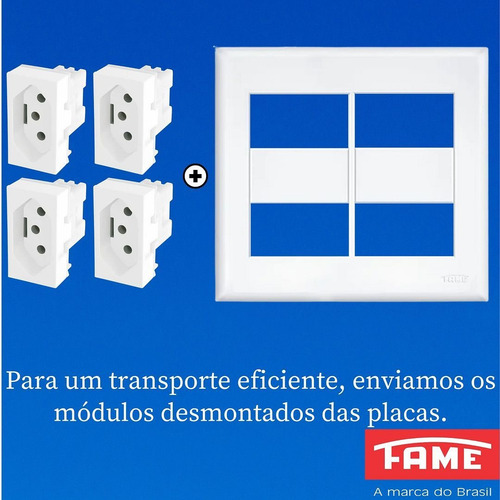 8un Tomada Padrão Quádrupla 20a 4x4 Com Placa Evidence Fame