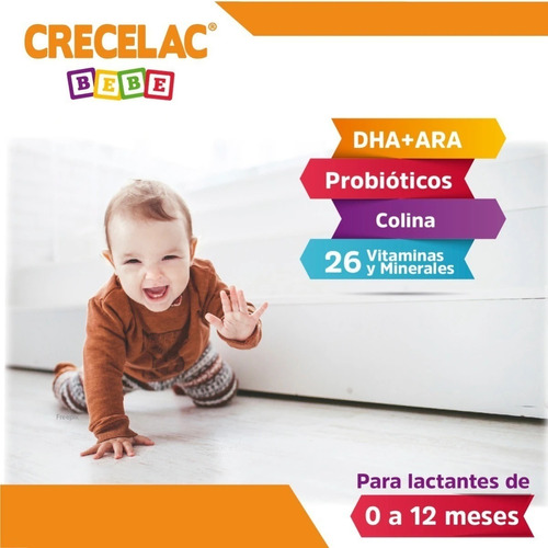 Leche de fórmula en polvo D-M Mexicana Crecelac Bebé sabor natural en lata de 1 de 400g - 0  a 12 meses