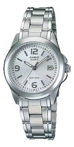 Reloj Casio De Mujer Ltp-1215a-7a Con Fondo Plata Y Color De La Correa Plateado Color Del Bisel Plateado Color Del Fondo Plateado