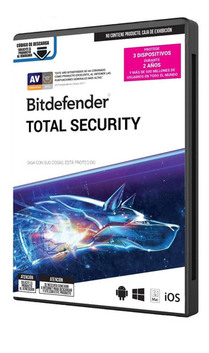 Imagen 1 de 5 de Bitdefender Total Security Antivirus 3 Dispositivos 2 Años