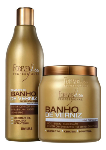 Kit Forever Liss Banho De Verniz Shampoo 500 E Máscara 1kg