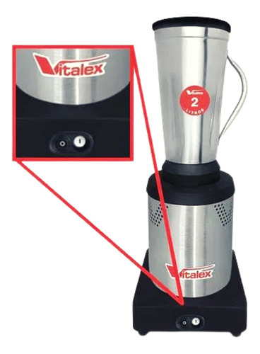 Liquidificador industrial Vitalex LQI-02 2 L inox e preto com jarra de aço inoxidável 127V/220V