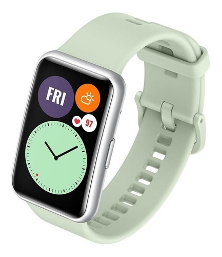 Huawei Watch Fit 1.64" caja de fibra polimérica silver malla green mint de silicona TIA-B09