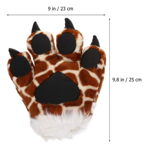 1 Par De Guantes De Felpa Con Forma De Garra Con Dibujos Ani