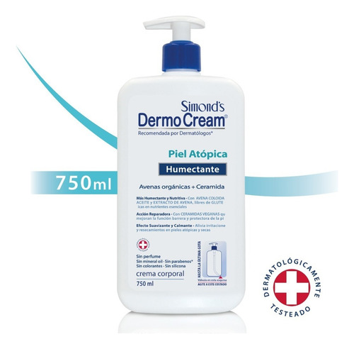 Crema Dermocream Atopica Humectante Avenas Organicas 750 Ml 