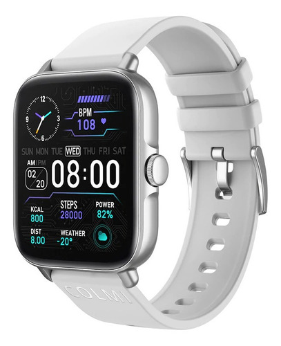 Imagen 1 de 1 de Smartwatch Colmi P Series P28 Plus 1.69" caja 36mm de  aleación  plateada, malla  gris de  silicona