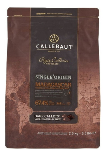 Chocolate Belga Callebaut De Origen Madagascar Bitter 2,5kg