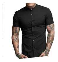 Comprar Camisas Cuello Mao Manga Corta  Hombre
