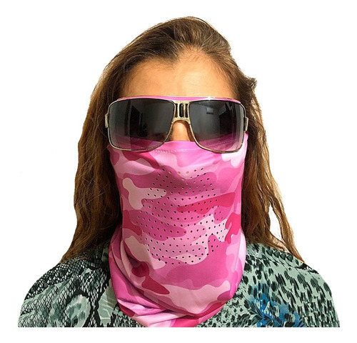 Bandana Tube Neck Camuflada Rosa Proteção Uv50 - Promoção