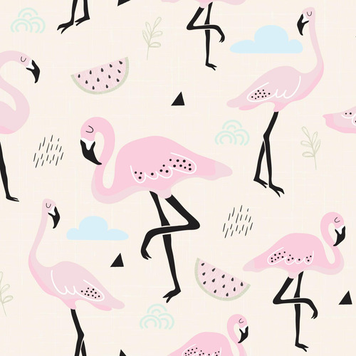 Papel De Parede Flamingo Rosa Para Quarto De Menina 57x270cm