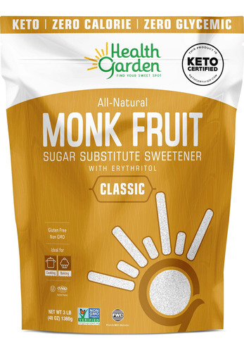 Edulcorante Clásico De Fruta Monje 3 Libras Health Garden