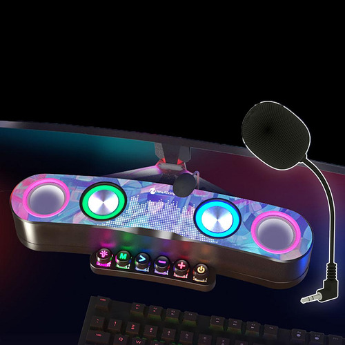 Barra De Som De Mesa Bluetooth 5.0 Sem Fio Vibrante Luz Rgb