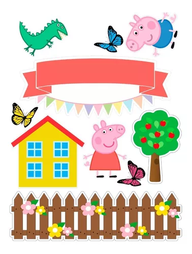 Topo de bolo Peppa Pig  Peppa pig birthday party, Peppa pig party, Peppa  pig birthday