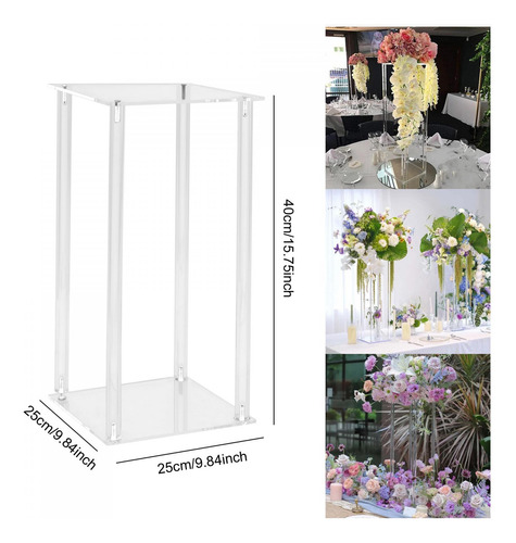Soporte De Flores De Acrílico, Soporte 25x25x40cm Cuadrado