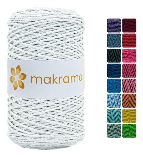 Cuerda Cordón De Algodón Para Macramé 2mm 500g Colores Color Blanco