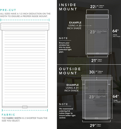 Chicología Free -stop Incless Roller Shades, Sin Tug Privacy